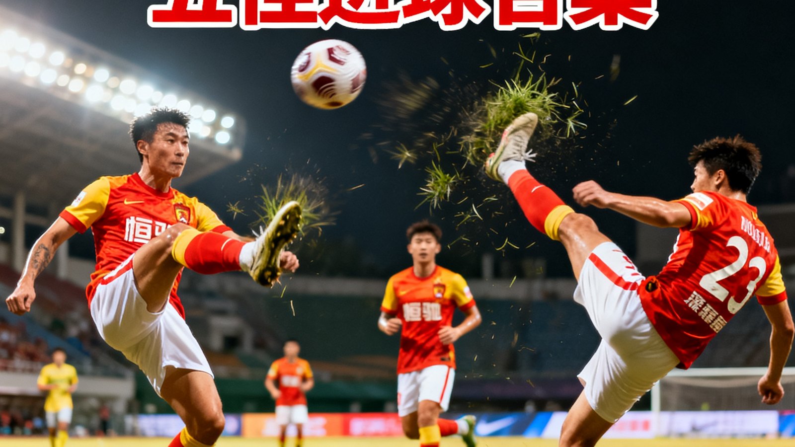 中超联赛本轮五佳进球合集封面，多角度展示凌空抽射与倒钩破门精彩画面